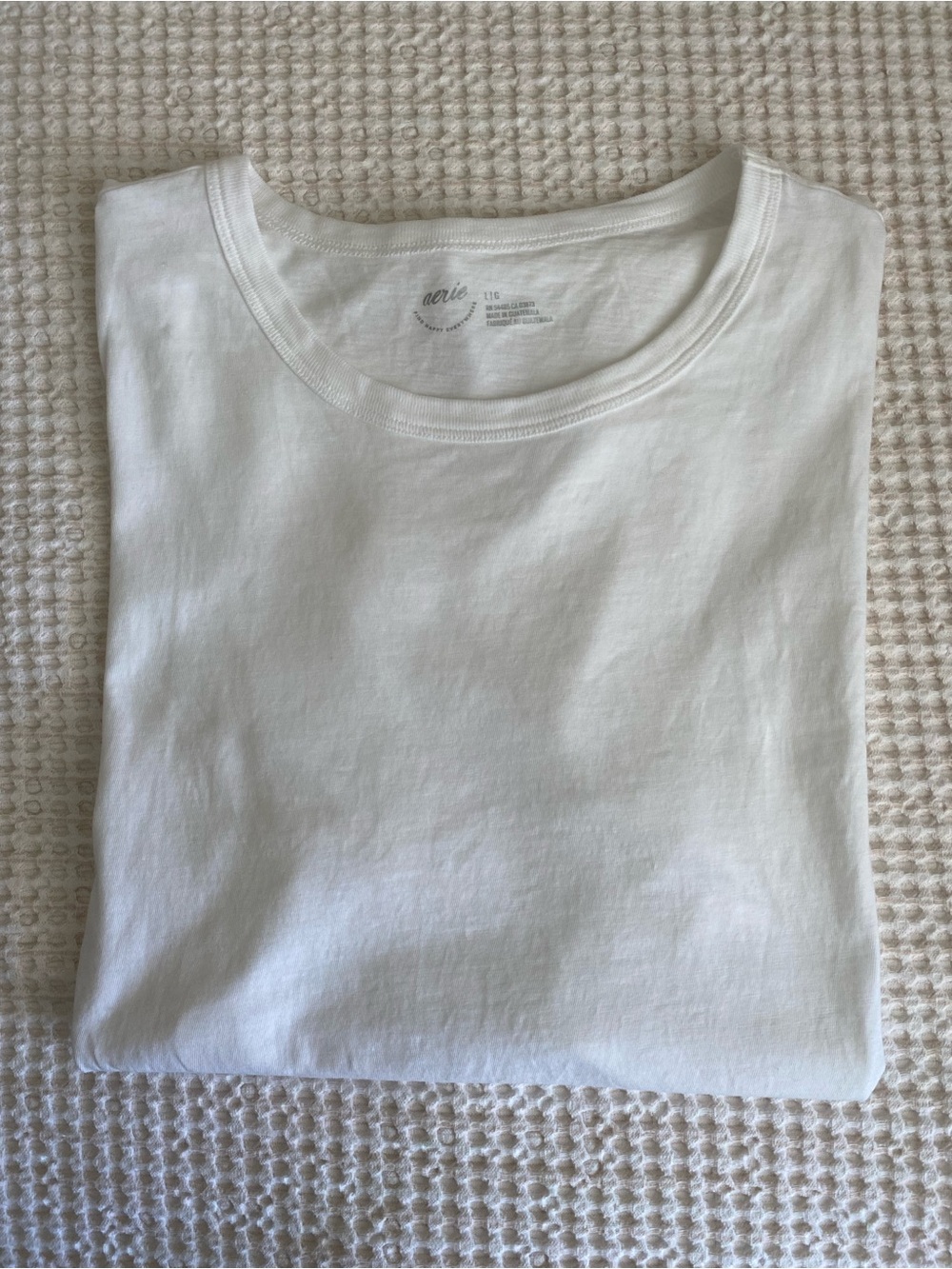 AERIE 100% Cotton Crewneck Short Sleeve T-Shirt in White - L - Picture 4 of 10